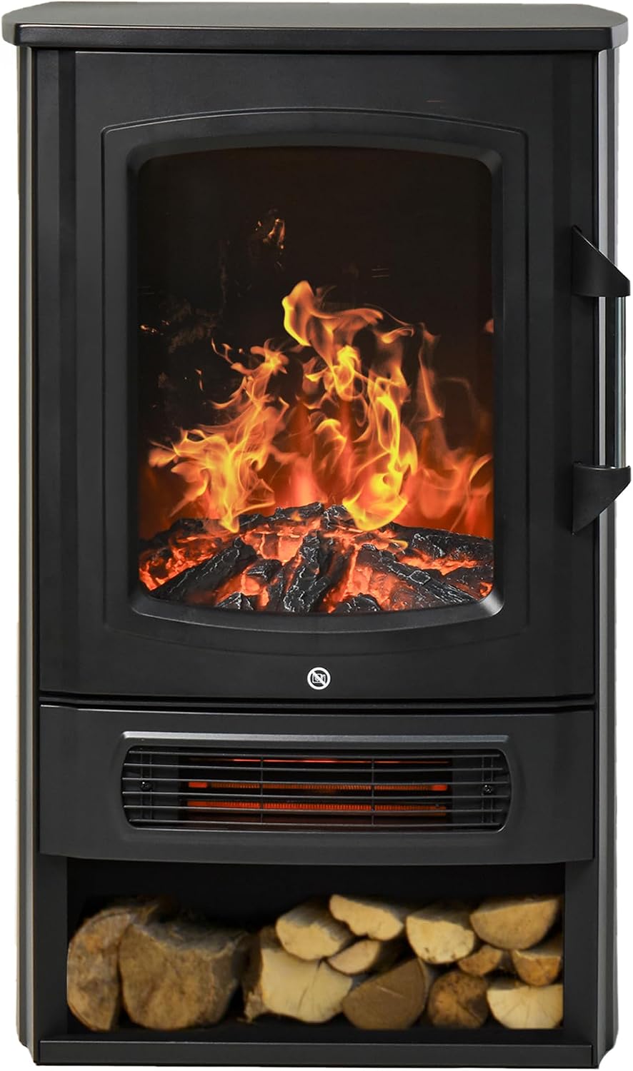 Homcom Elektrische kachel haard, met verwarming LED vlameffect 1000/2000W Zwart
