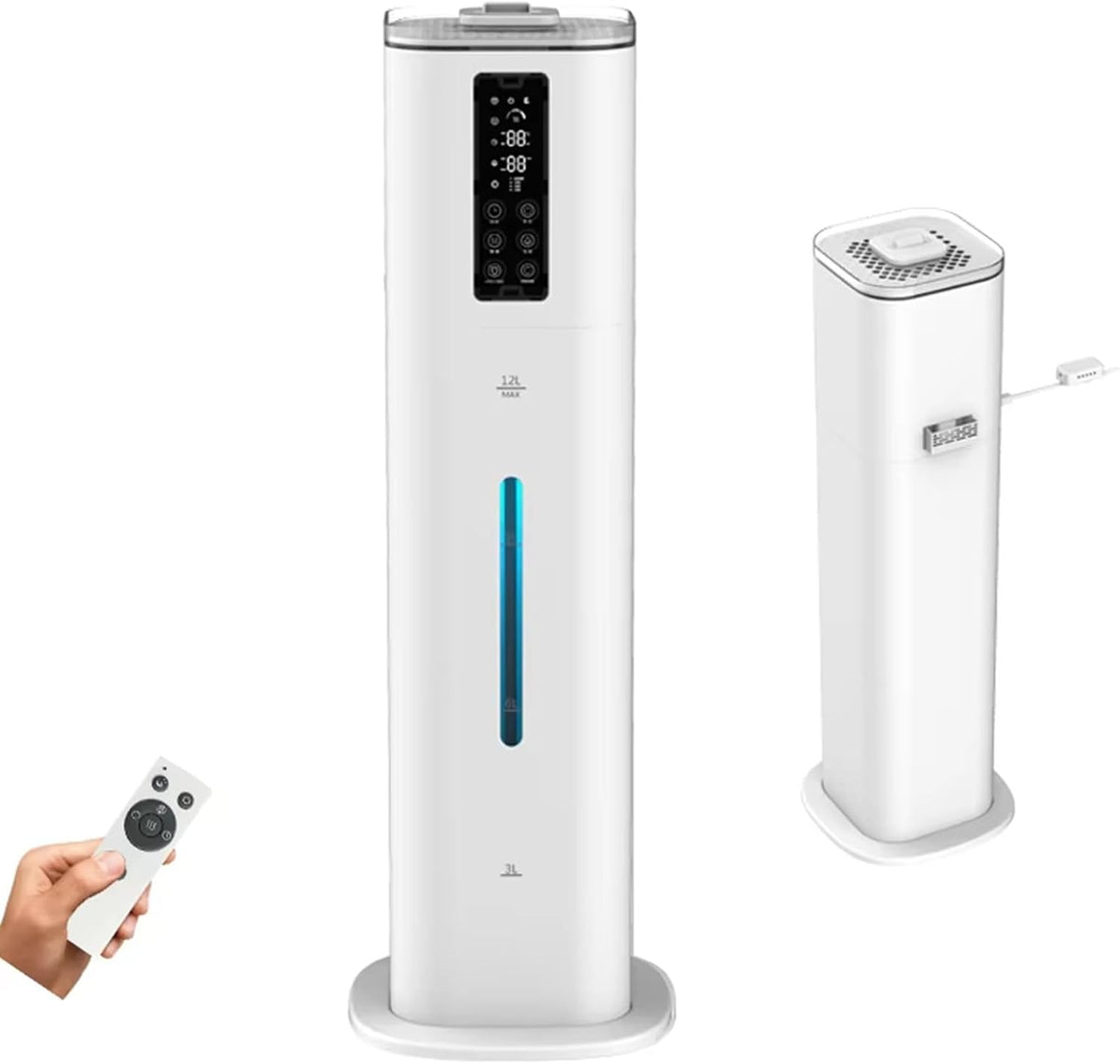 Dishengzhen Luchtbevochtiger Grote kamer, met diffuser en 24-uurs timer, 3,2 gal/12 liter koele en warme mistluchtbevochtigers, voor thuis 2000 m2