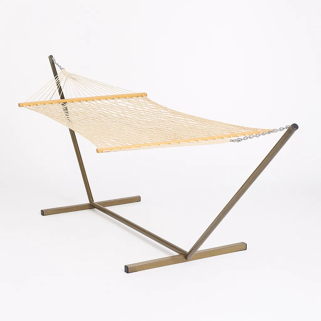 Hängematte mit Stahlgestell Beige Baumwolle