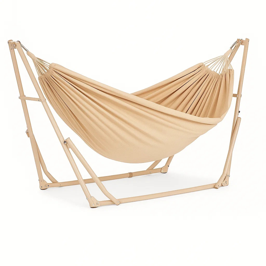 Hängematte mit Gestell Beige Baumwolle Stahl