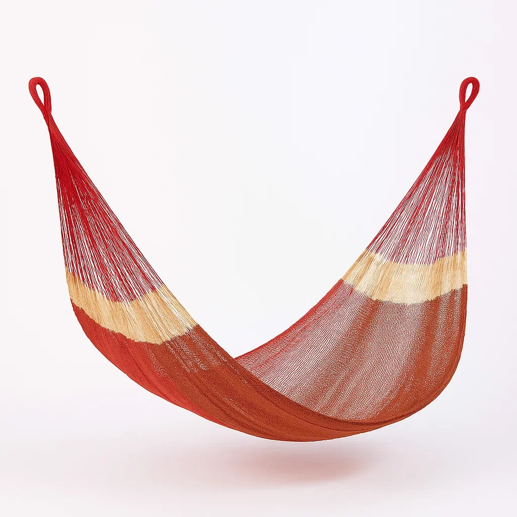 Hängematte aus Baumwolle Rot Beige 200x150 cm
