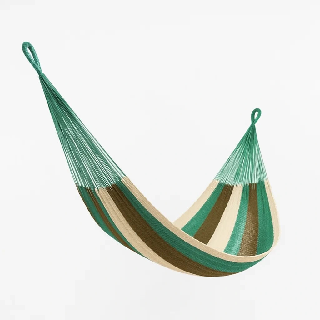 Nylon Hängematte 200x150 cm Grün/Beige/Braun