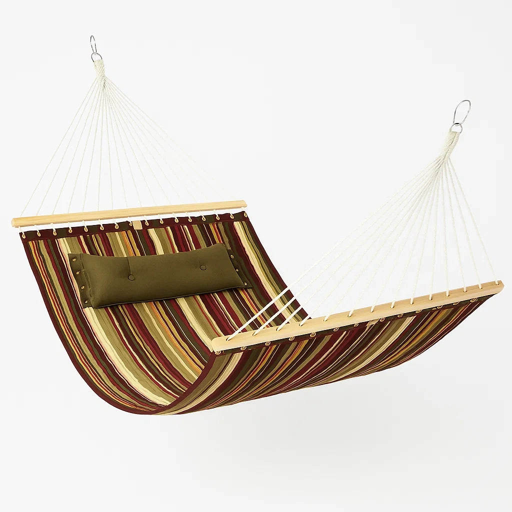 Hängematte aus Holz und Polyester mit Kissen 200 cm x 140 cm