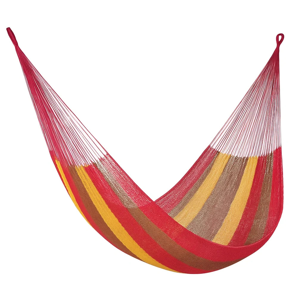 Baumwoll-Hängematte in Rot/Gelb/Braun 200x150 cm