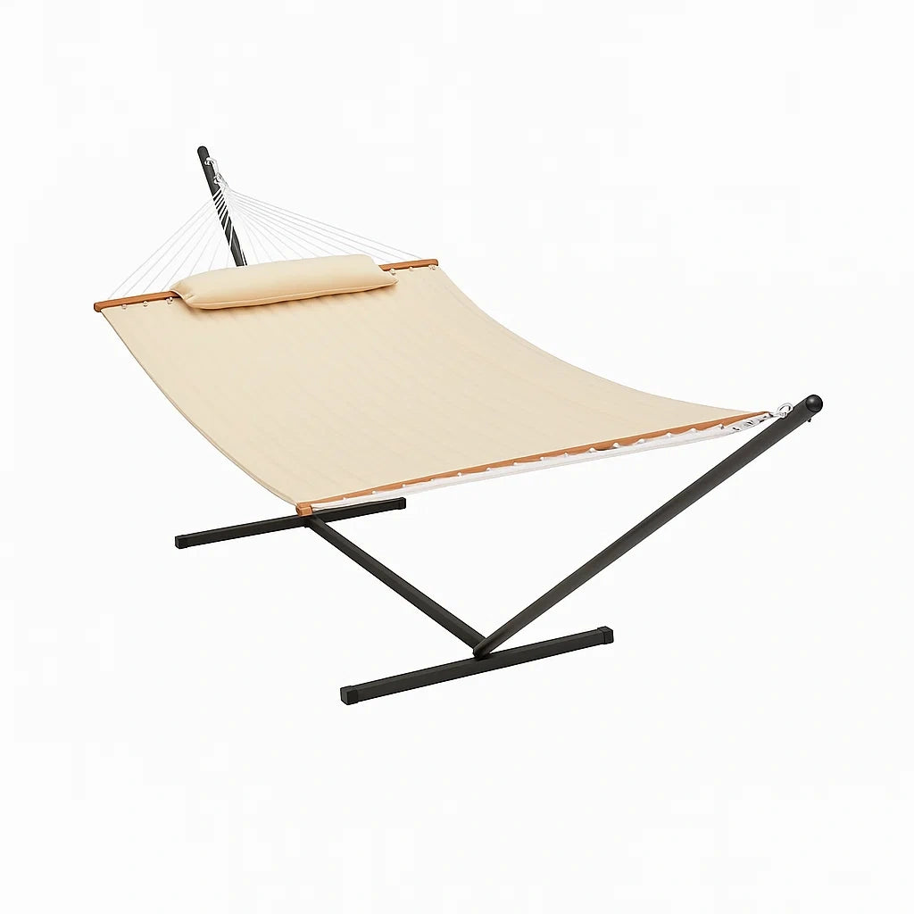 Hängematte mit Gestell Stahl Beige Polyester 200x150cm
