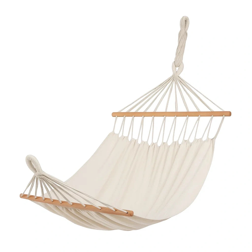 Hängematte Baumwolle Beige mit Holz