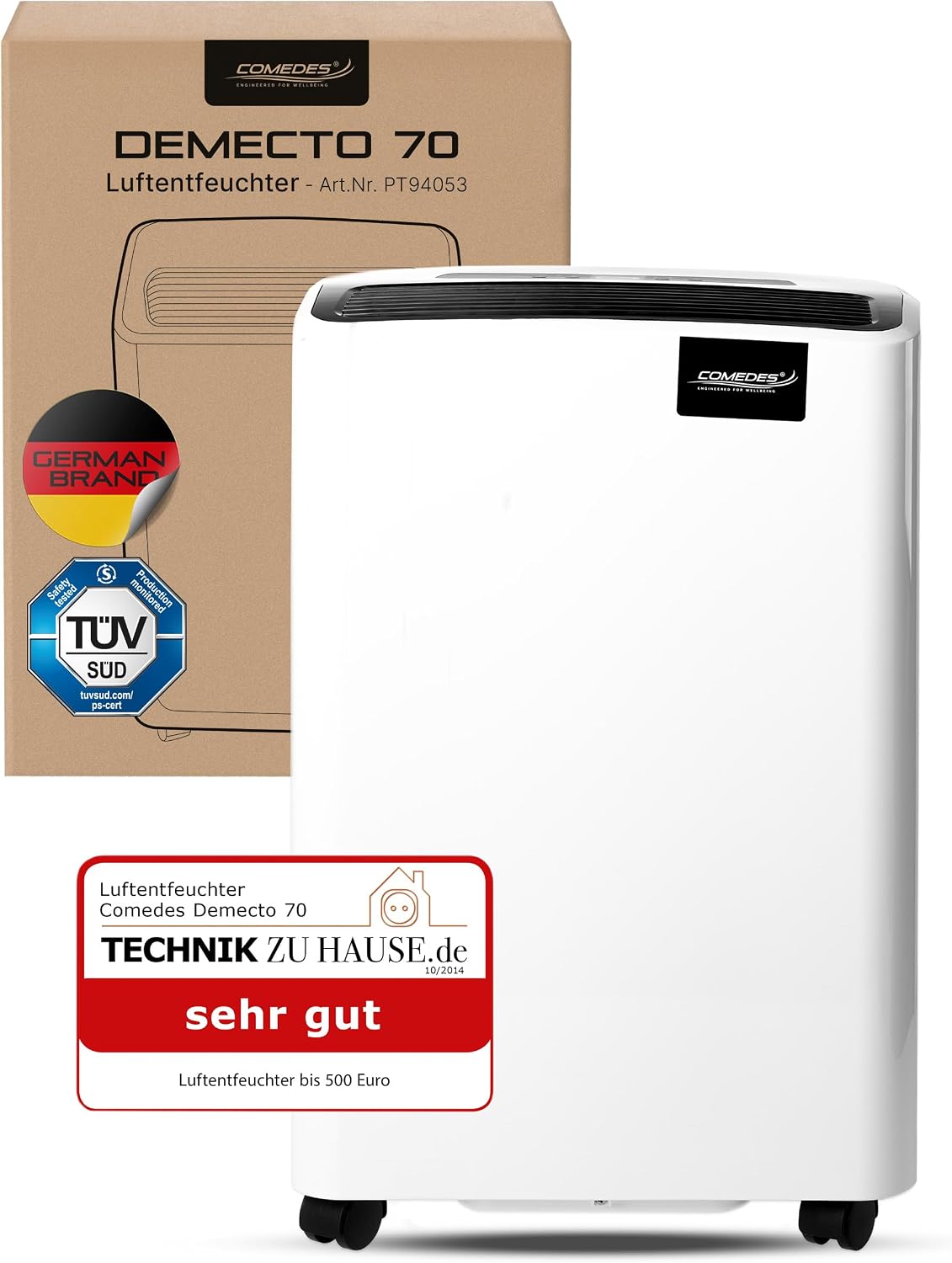 Luchtontvochtiger Comedes Demecto 70 bouwdroger (max. 75 liter/24 uur, voor ruimtes en kelders tot 240 m2/550 m3, geschikt