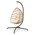 Hängesessel aus Rattan mit Stahlrahmen, Beige