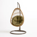 Hängesessel mit Gestell aus Rattan Braun Grün