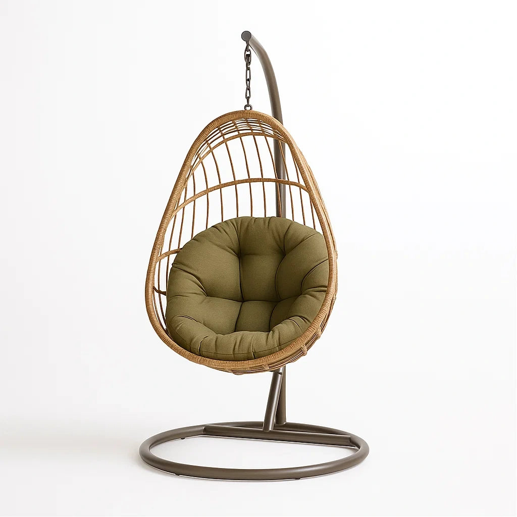 Hängesessel mit Gestell aus Rattan Braun Grün