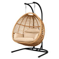 Hängesessel Metallgestell Rattan Schwarz Beige