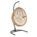 Hängesessel aus Polyrattan mit Stahlgestell und Kissen Beige