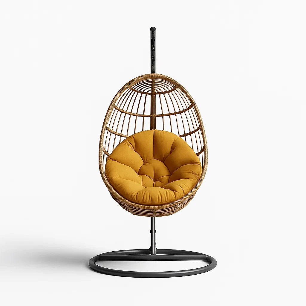 Rattan Hängesessel mit Stahlgestell Gelb