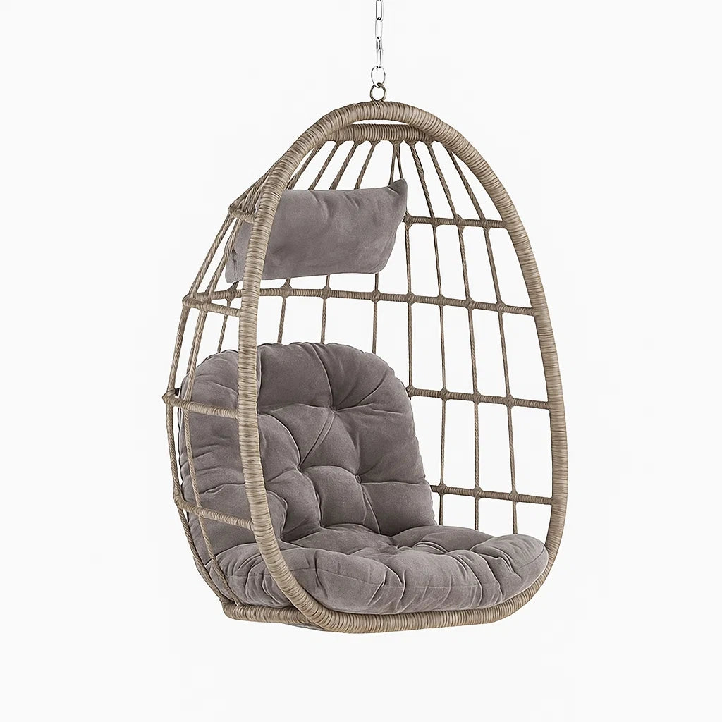 Hängesessel Rattan mit Polyesterstoff Grau