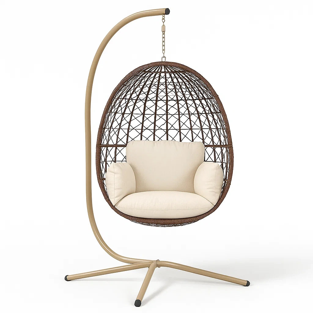 Hängesessel aus Rattan mit Kissen Braun/Creme