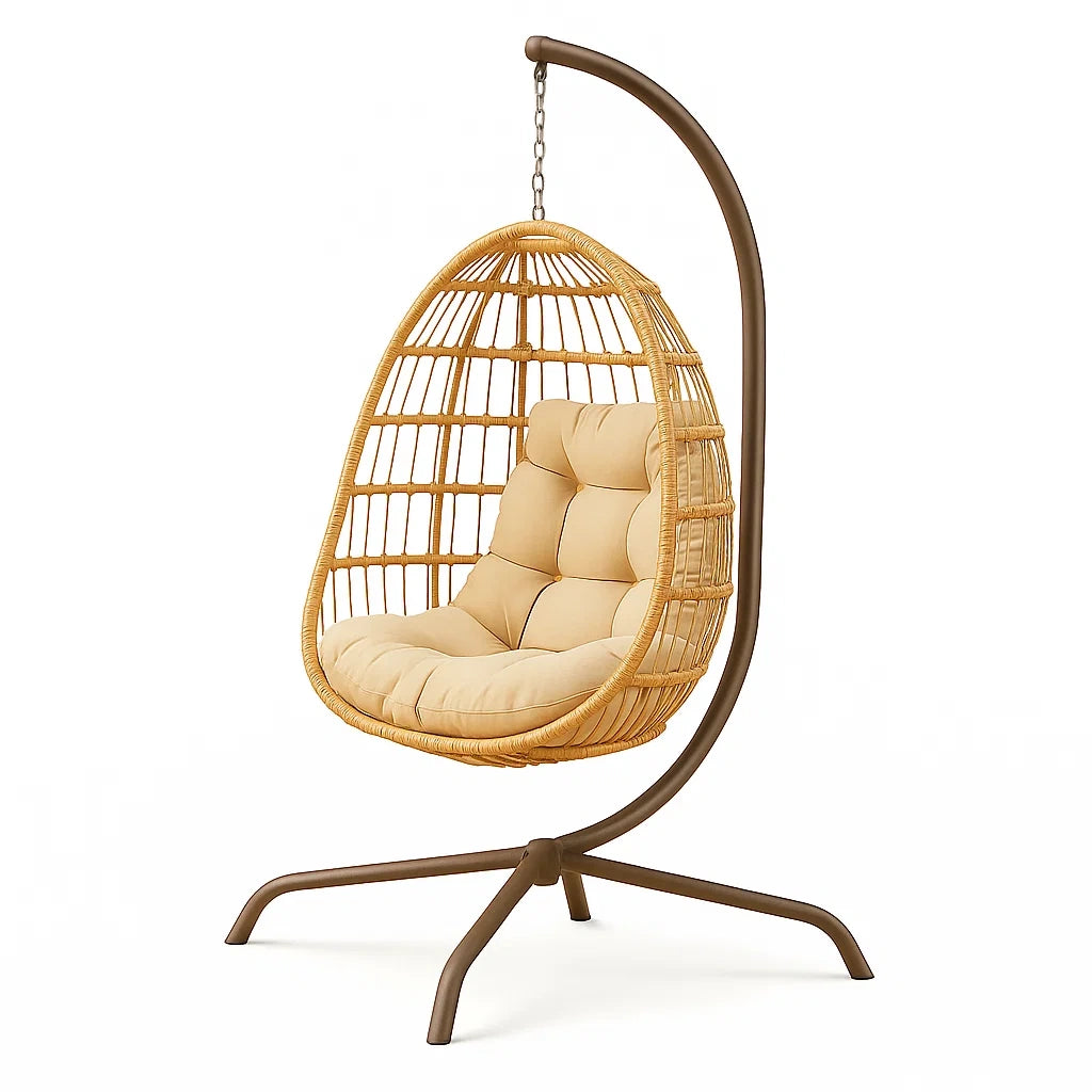 Rattan Hängehängesessel mit Gestell Beige