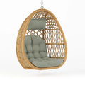 Rattan Hängesessel mit Grüner Polsterung