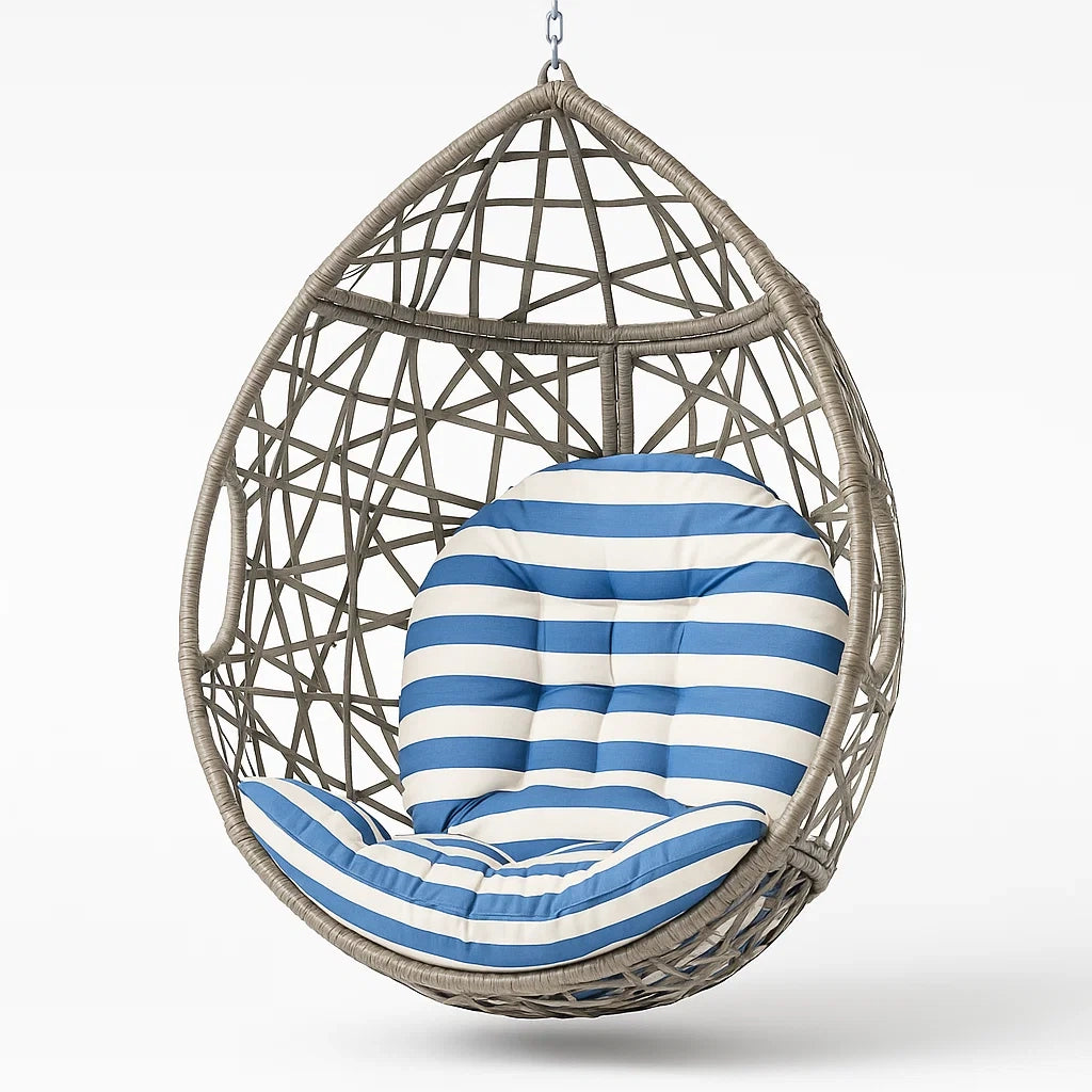 Hängesessel aus Polyrattan mit Streifenmuster