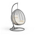 Hängesessel aus Harzgeflecht und Stahl Grau mit Kissen