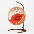 Hängesessel aus Rattan mit Metallgestell und Polyesterkissen, Orange