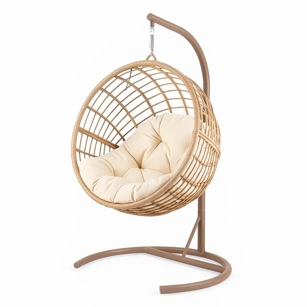 Hängesessel Rattan Braun Beige mit Gestell