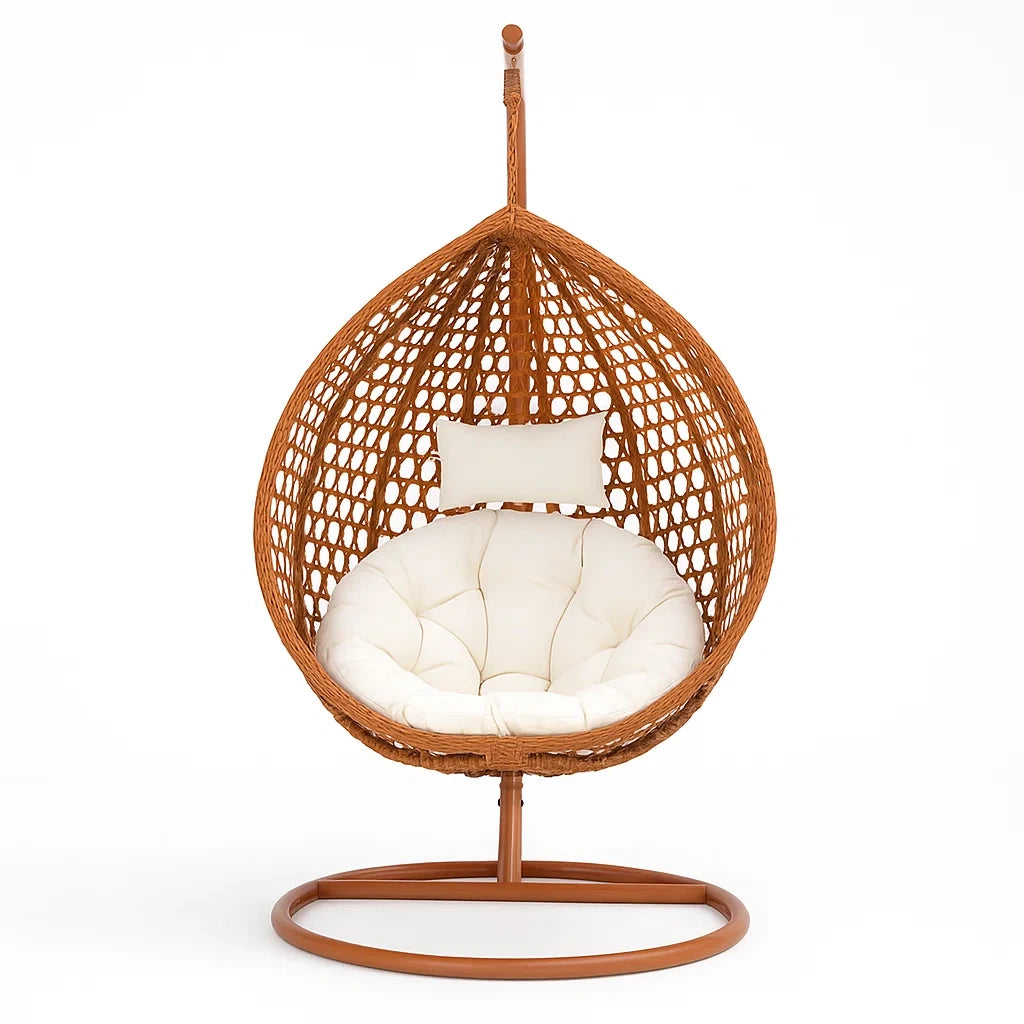 Hängesessel aus Rattan Braun mit Kissen