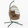 Rattan-Hängesessel mit Stahlgestell und Braunen Kissen