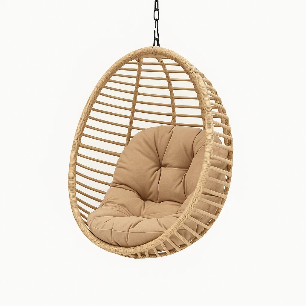 Hängesessel aus Rattan mit Polyesterkissen Beige Ø100 cm