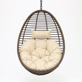 Rattan Hängesessel Braun mit Kissen Creme