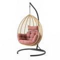 Hängesessel aus Rattan mit Stahlrahmen, Beige und Rostrot