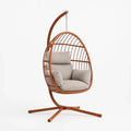 Rattan-Hängesessel mit Beigen Kissen
