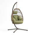 Rattan Hängesessel mit Polyesterkissen und Stahlrahmen