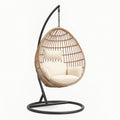 Rattan Hängesessel Beige mit Stahlrahmen