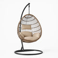 Hängesessel Rattan Polyesterkissen Beige 120x105x200 cm