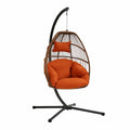 Hängesessel aus Polyrattan mit Stahlgestell und Kissen, Orange
