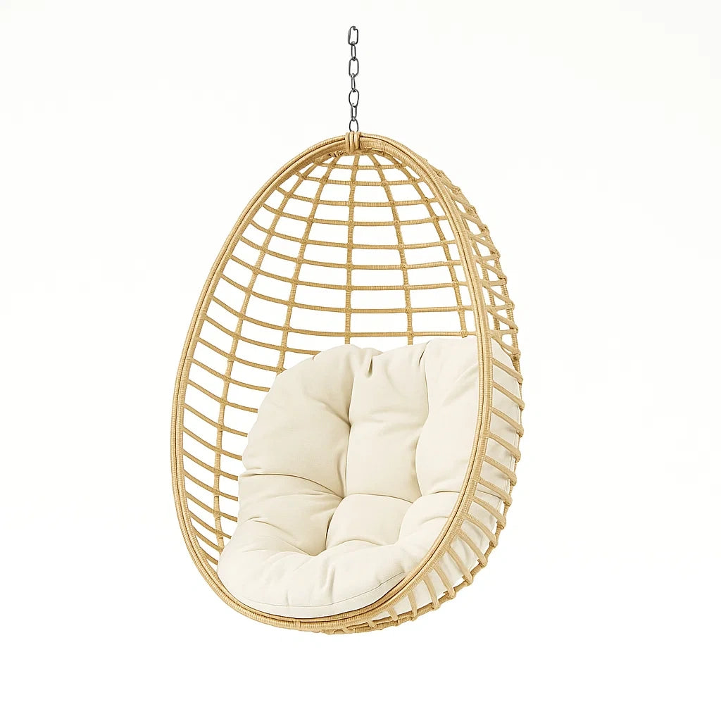 Hängesessel aus Rattan Beige mit Polyesterkissen