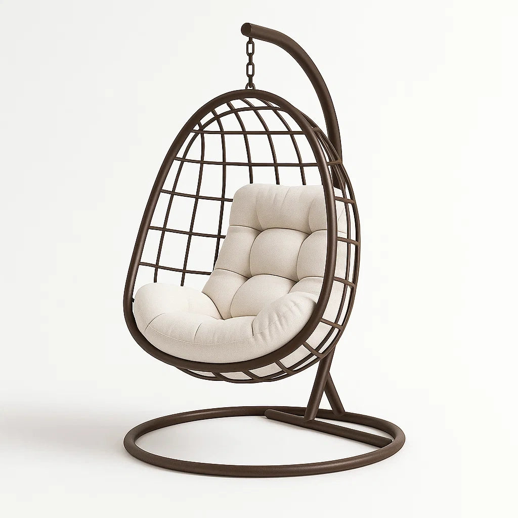 Hängesessel Stahlrahmen Beige Kissen