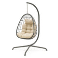 Stahl-Hängesessel mit Baumwollpolster Beige