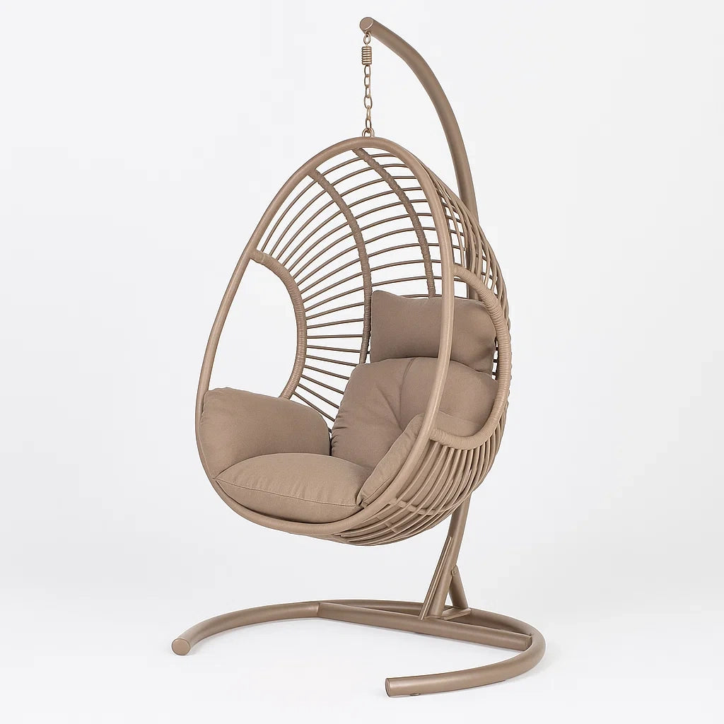 Hängesessel Metallgestell Beige mit Polyesterkissen
