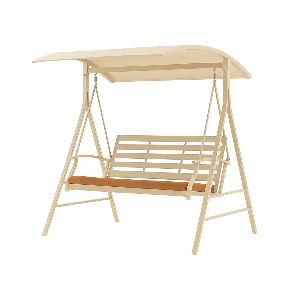 Metall-Gartenschaukel Beige mit Sonnendach