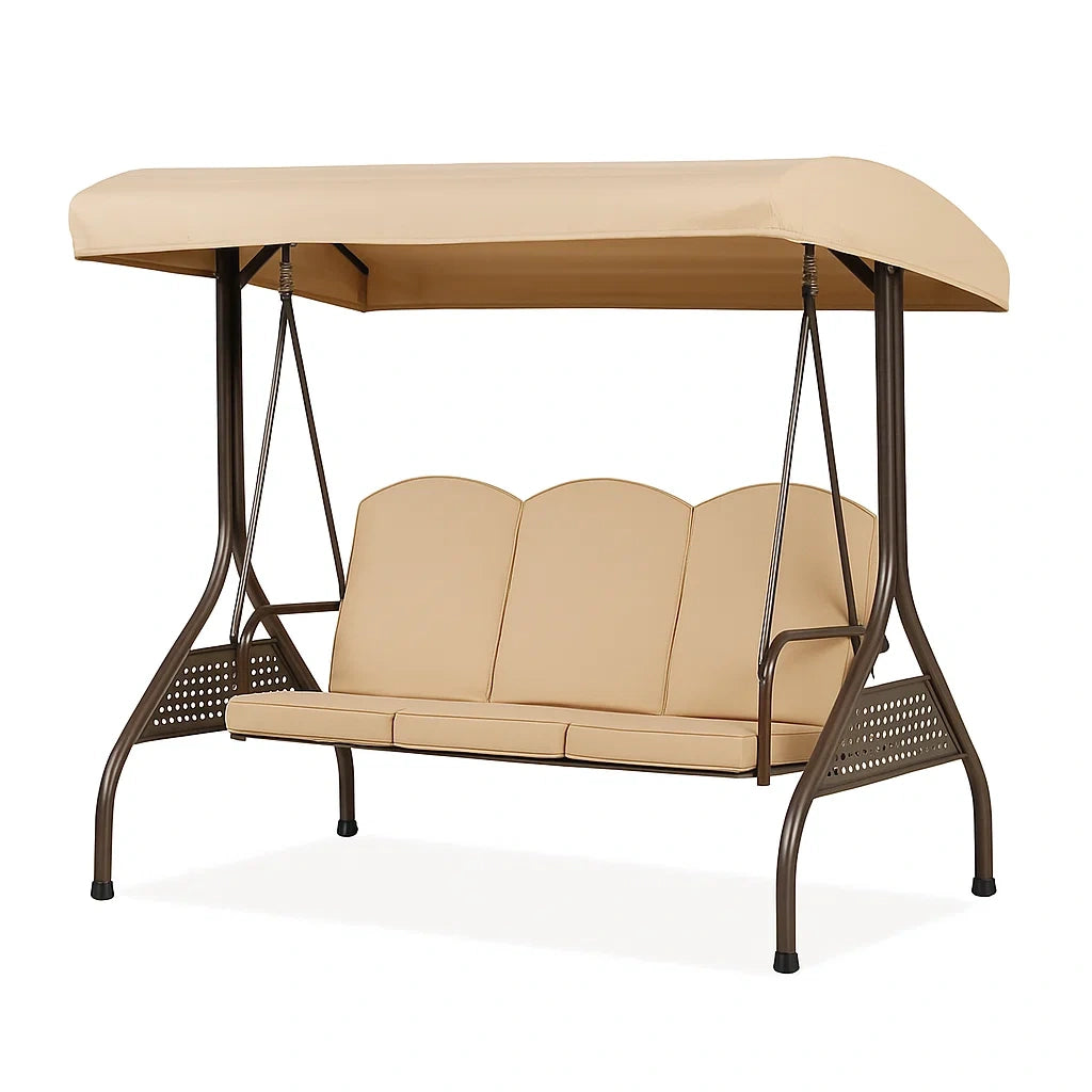 3-Sitzer Gartenschaukel Stahl/Polyester Beige