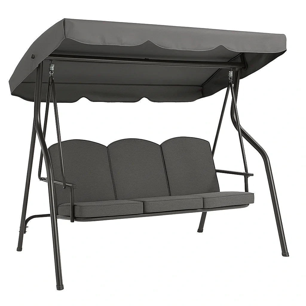 Garten Hollywoodschaukel Stahl Polyester Anthrazit 3-Sitzer