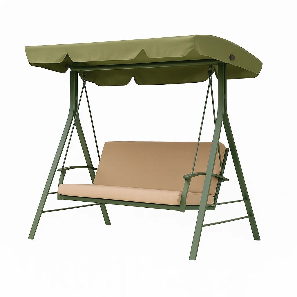 Garten-Schaukelbank mit Baldachin Grün Stahl Polyester