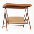 Metallschaukel mit Polyesterbezug und Dach, Braun/Beige