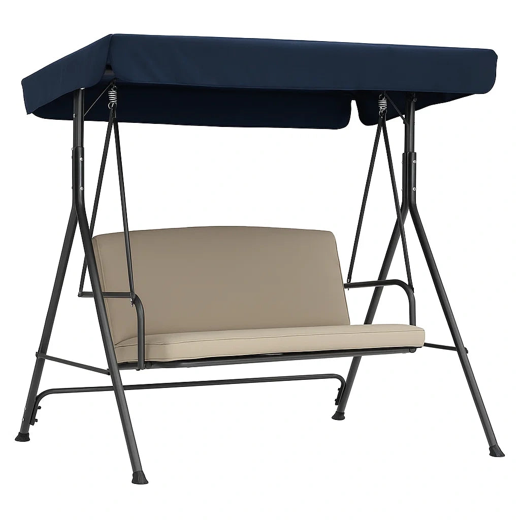 Gartenschaukel Metall Polyester Beige/Blau 195x120x164cm