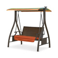 Hollywoodschaukel aus Stahl mit Textilbezug, Orange und Braun, 153x120x167 cm