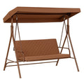 Gartenschaukel 3-Sitzer Braun Stahl Polyester