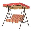 Metallschaukel mit Polyester Verdeck Rot/Beige