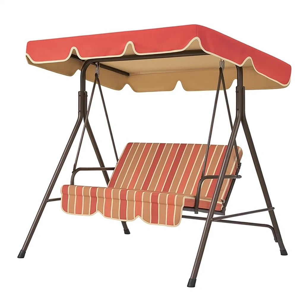 Metallschaukel mit Polyester Verdeck Rot/Beige