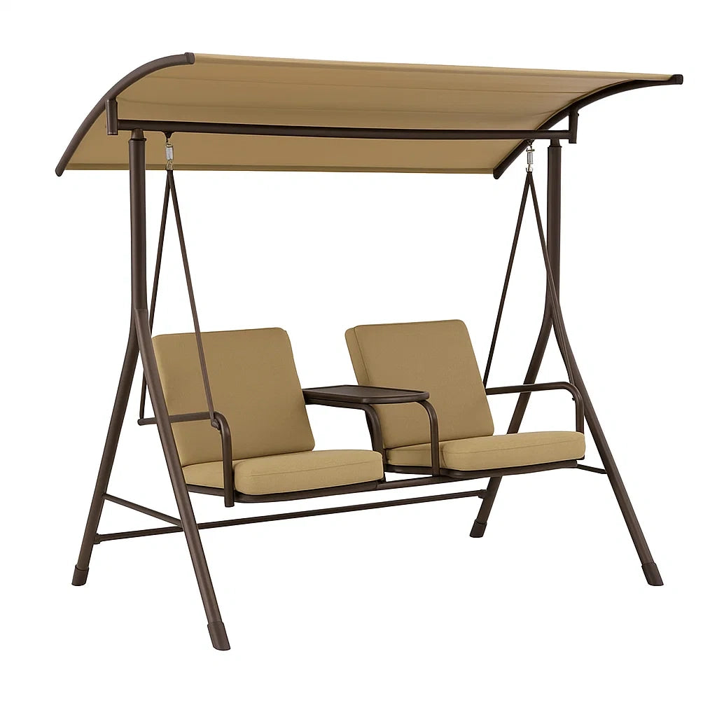 Metallrahmen Gartenschaukel für Zwei mit Sonnendach Beige